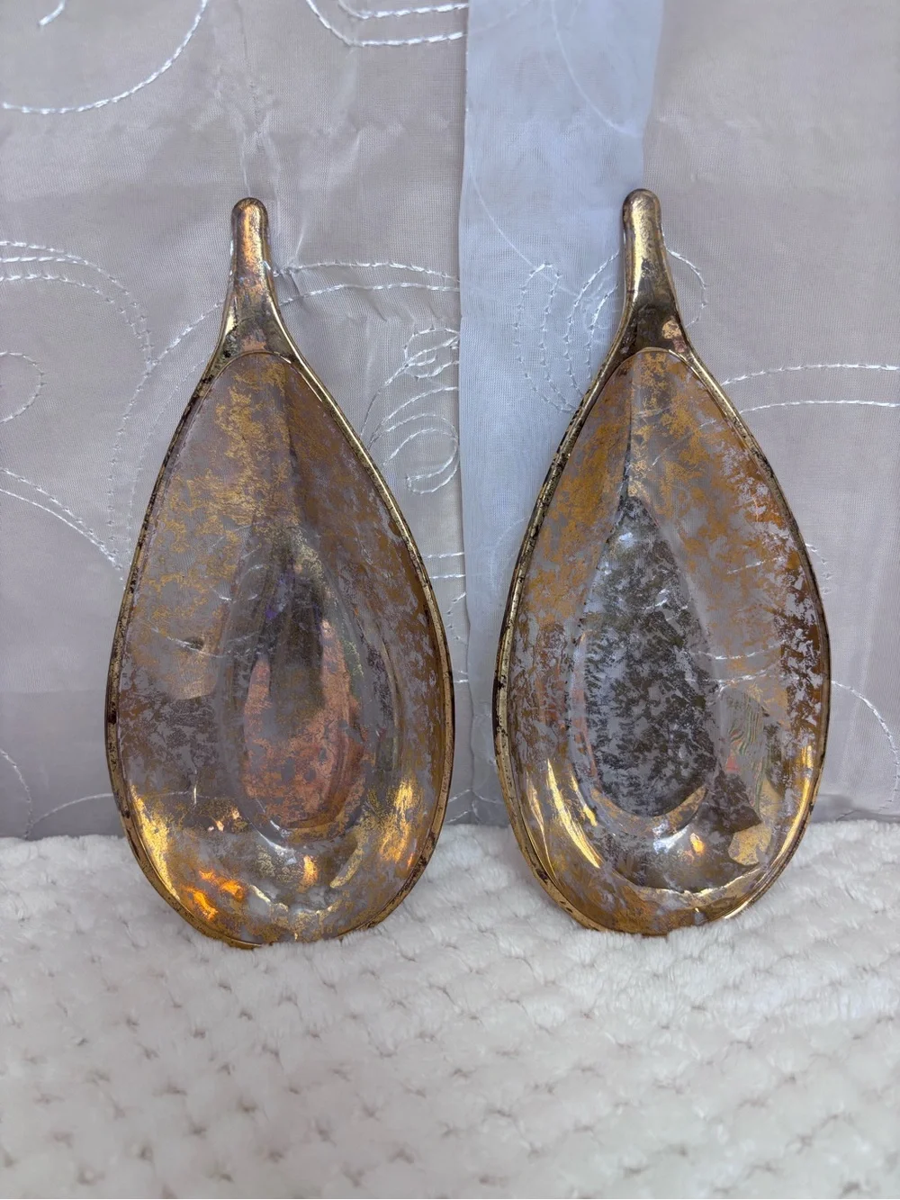 Gold Metallic Leaf-Shaped Decorative Dishes - Set of 2